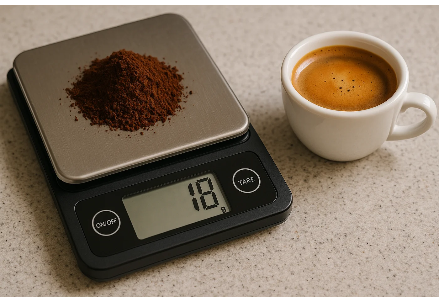 Get precise coffee measurements for a perfect espresso shot. Use a digital scale to ensure the right amount of coffee grounds for a rich and balanced espresso.