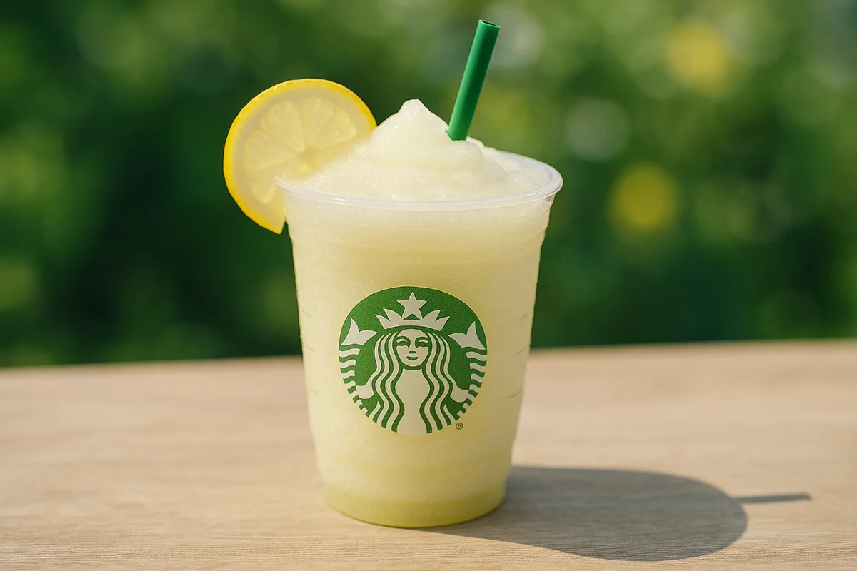 Starbucks Blended Lemonade, a cool, slushy treat perfect for hot summer days, free of caffeine and bursting with refreshing flavor.