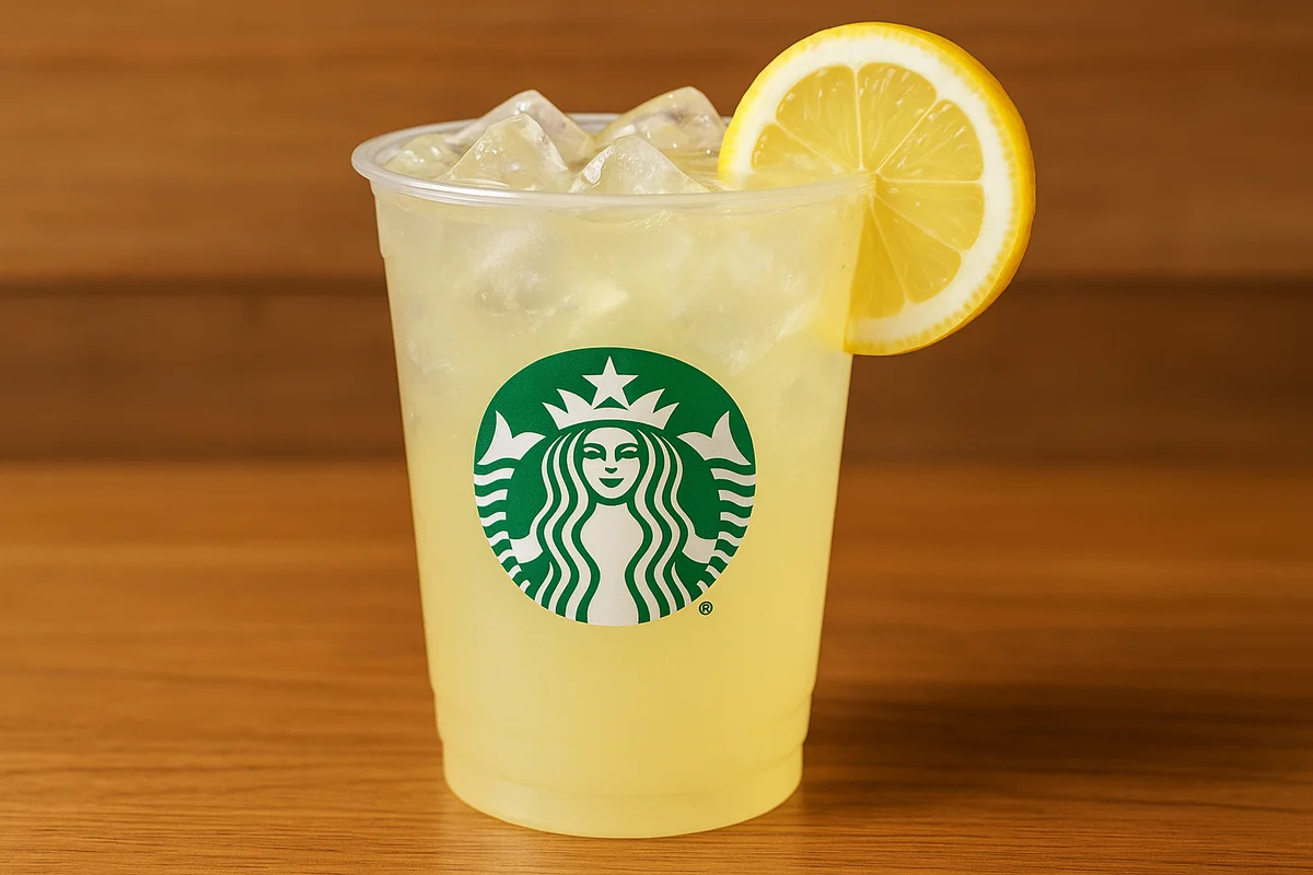 Starbucks refreshing lemonade, a classic caffeine-free drink perfect for those craving something sweet and tart without the caffeine jolt.