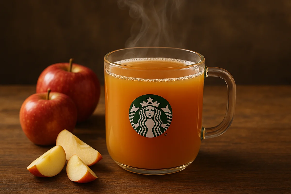 Starbucks Steamed Apple Juice, a comforting, caffeine-free beverage that feels like a cozy apple cider.