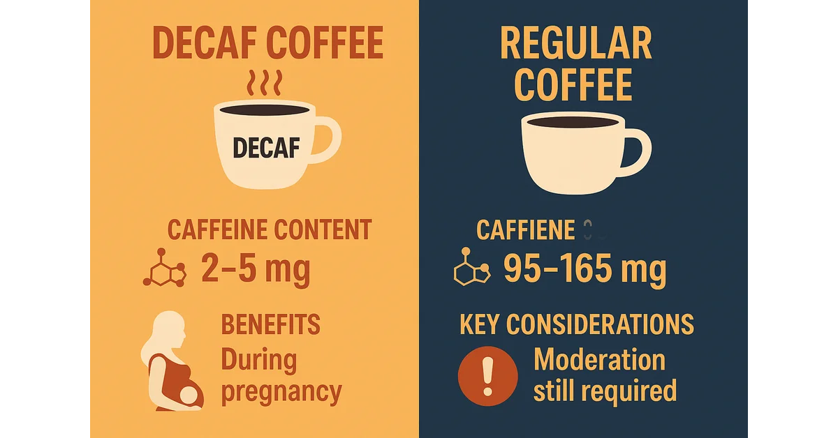 Comparison of caffeine content in decaf and regular coffee for pregnant women