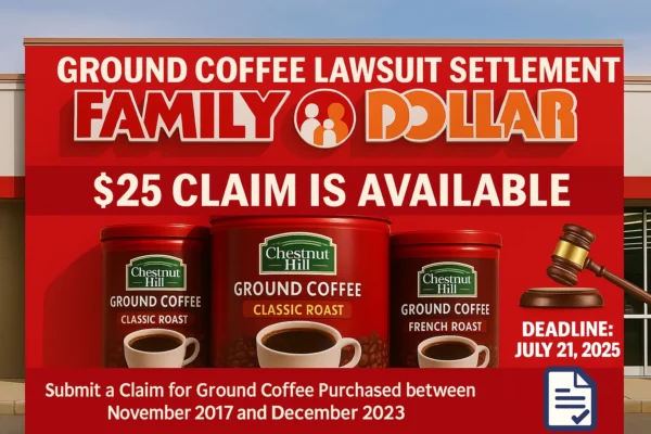 Family Dollar Ground Coffee Lawsuit Settlement – Claim Up to $25 for Eligible Purchases of Coffee Between November 2017 and December 2023.